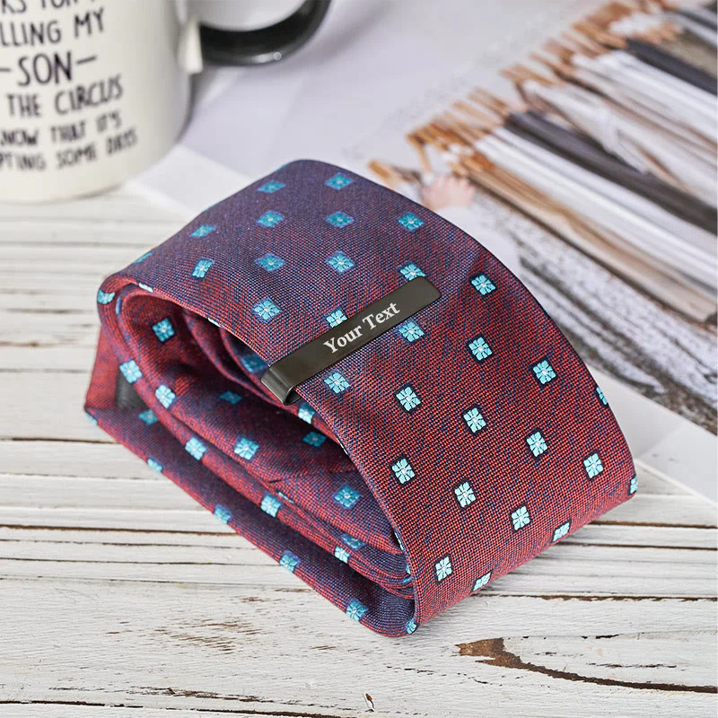 Custom Men's Luxury Blue Sandstone Tie Clip Cufflinks Necktie Set - Image 5