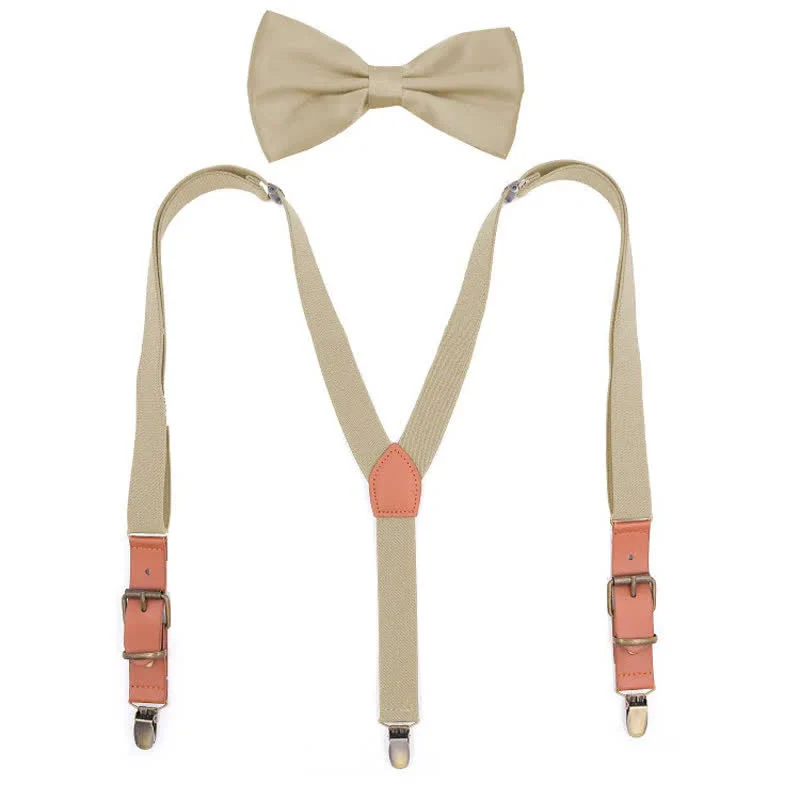 Custom Monogram 2Pcs Bow Tie 3-Clips Adjustable Suspenders Set - Image 5