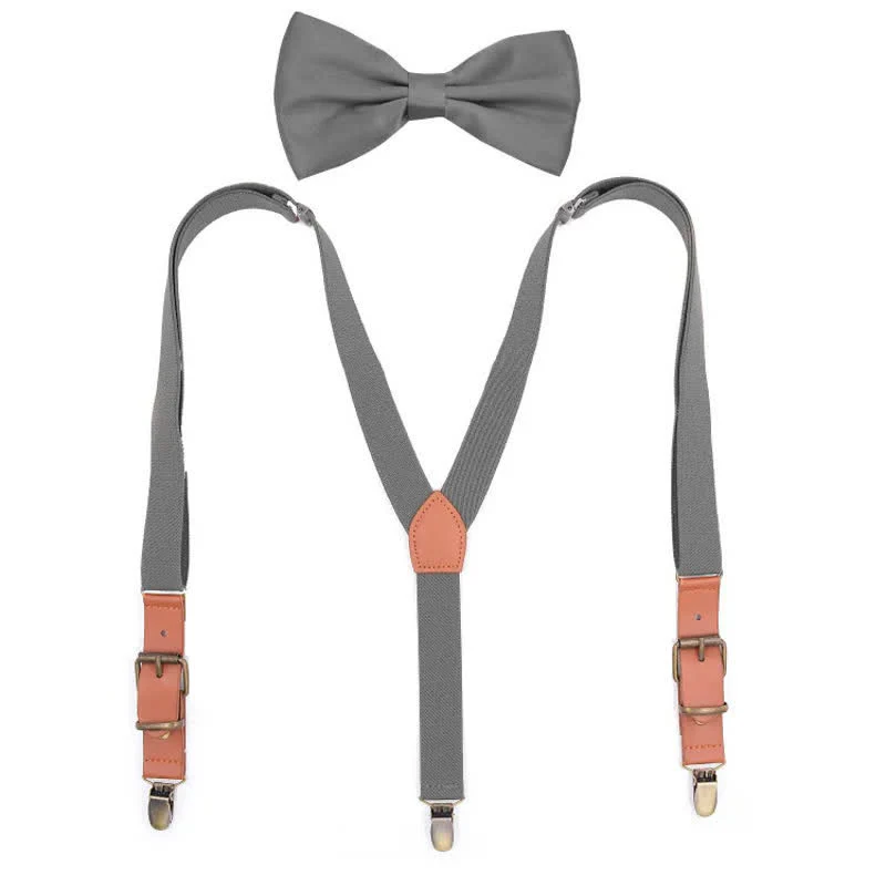 Custom Monogram 2Pcs Bow Tie 3-Clips Adjustable Suspenders Set - Image 6
