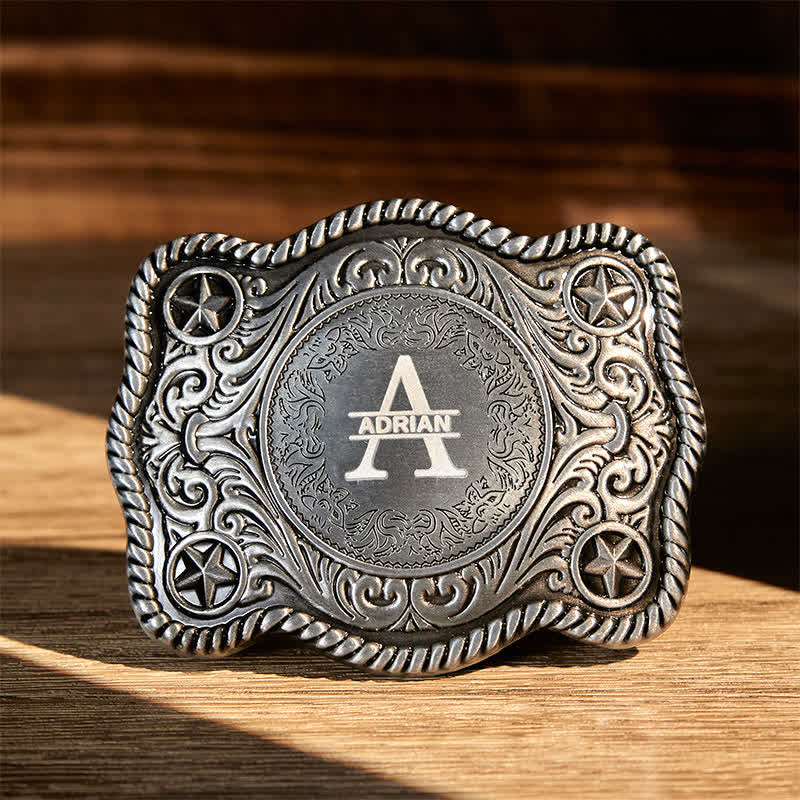 Custom Monogram Name DIY Carved Western Buckle Leather Belt - Image 12