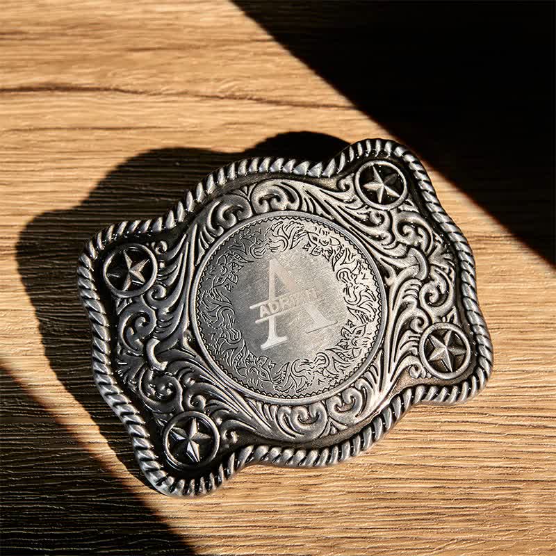 Custom Monogram Name DIY Carved Western Buckle Leather Belt - Image 14