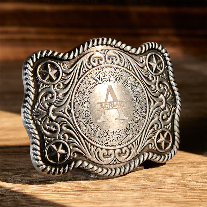 Custom Monogram Name DIY Carved Western Buckle Leather Belt - Image 15