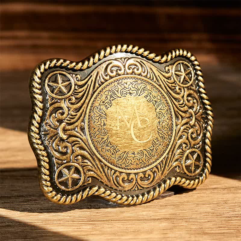 Custom Monogram Name DIY Carved Western Buckle Leather Belt - Image 5
