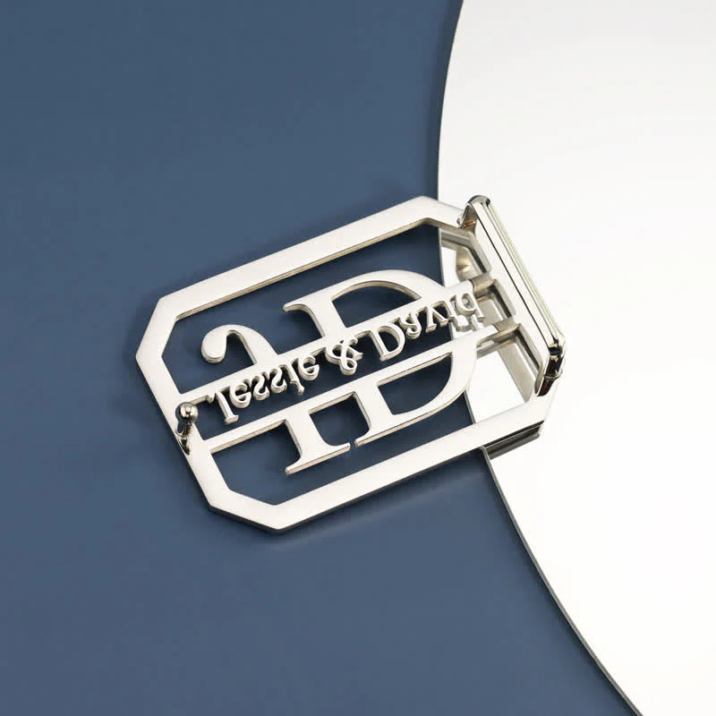 Custom Name & Initials Silver DIY Buckle Leather Belt - Image 2