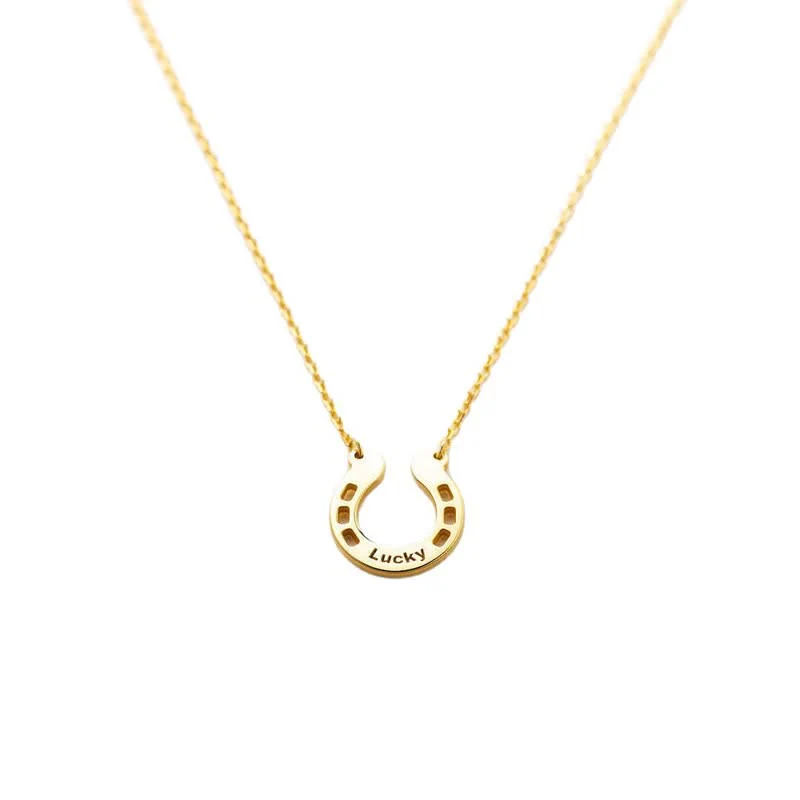 Custom Name Lucky U-Shaped Horseshoe Pendant Necklace - Image 6