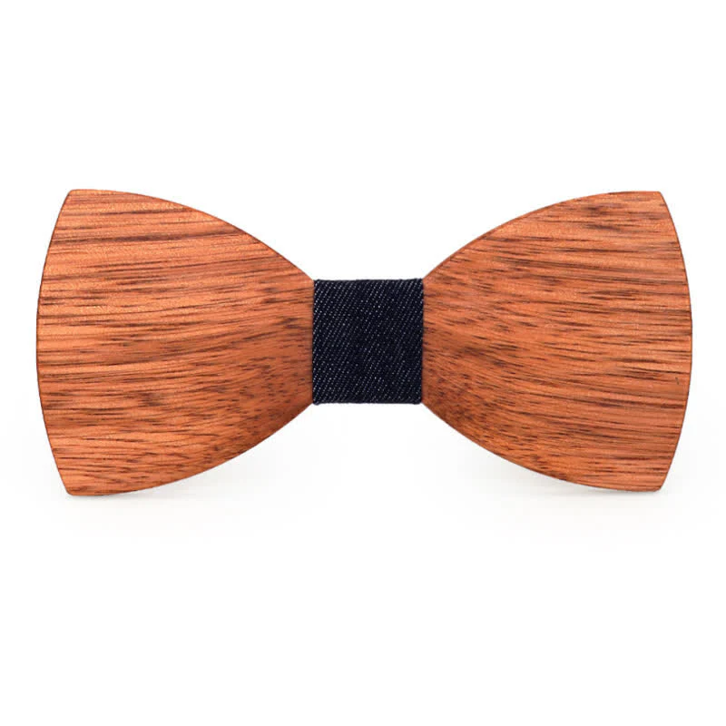 Custom Name Men's Engraved Begonia Wood Wedding Bow Tie - Image 2