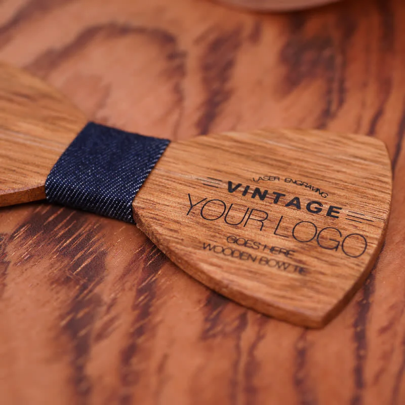 Custom Name Men's Engraved Begonia Wood Wedding Bow Tie - Image 3