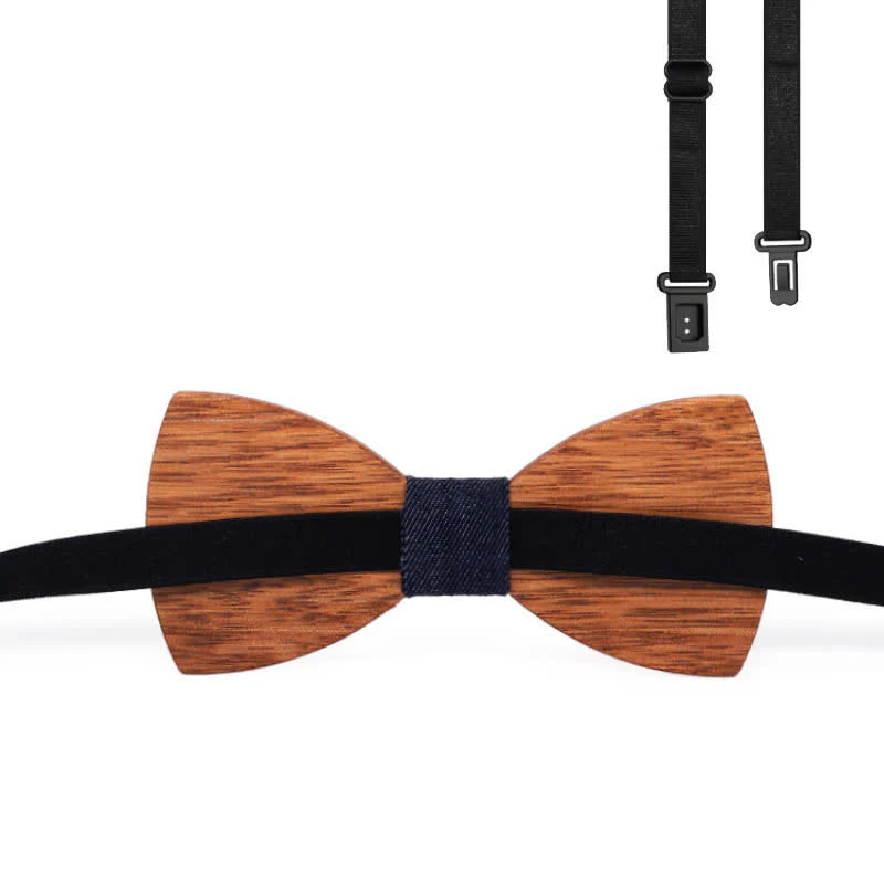 Custom Name Men's Engraved Begonia Wood Wedding Bow Tie - Image 4