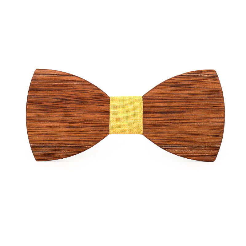 Custom Name Men's Engraved Begonia Wood Wedding Bow Tie - Image 5