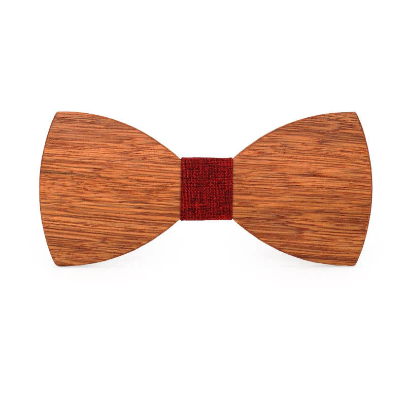 Custom Name Men's Engraved Begonia Wood Wedding Bow Tie - Image 6