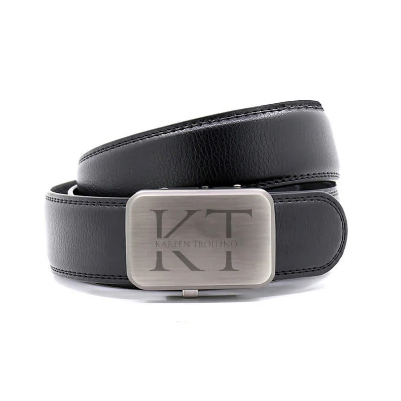 Custom Name Monogram Gift Idea Automatic Buckle Leather Belt