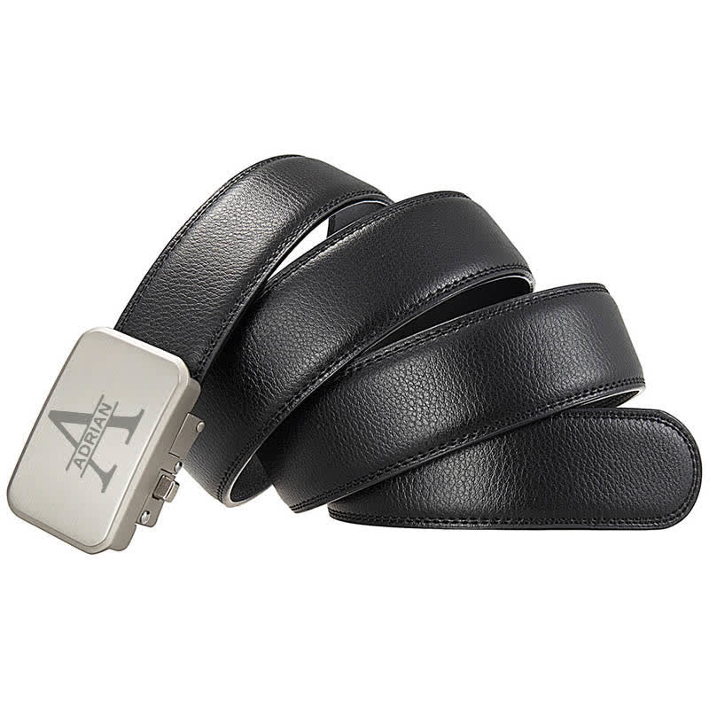 Custom Name Monogram Gift Idea Automatic Buckle Leather Belt - Image 5
