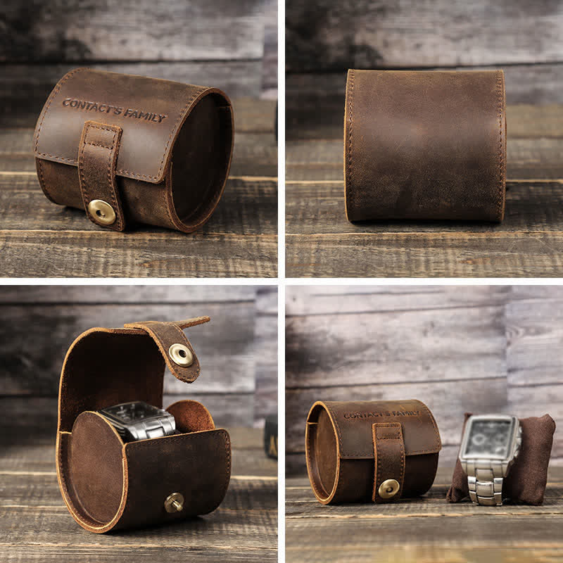 Custom Name Watch Roll Travel Leather Watch Case - Image 5