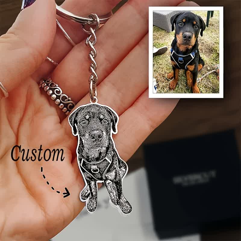 Custom Pet Portrait Memorial Photo Keychain