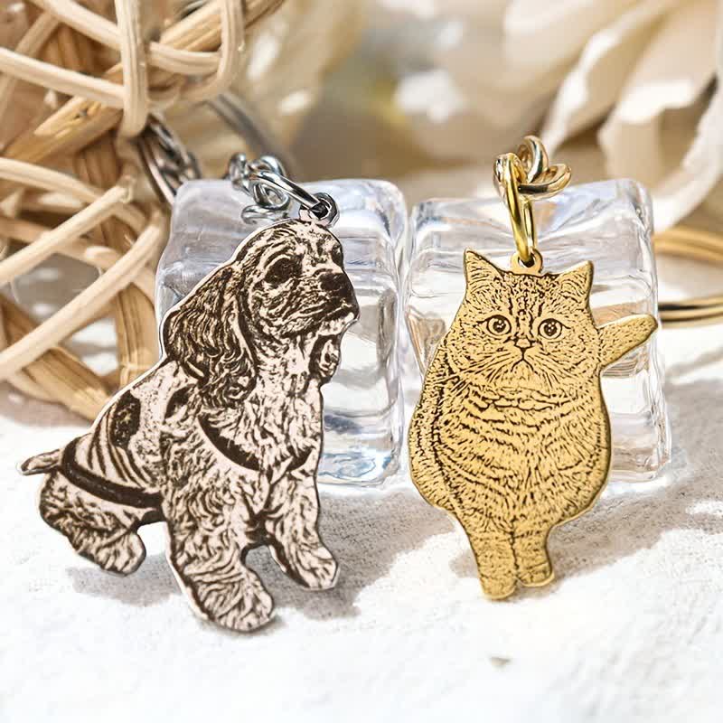 Custom Pet Portrait Memorial Photo Keychain - Image 2