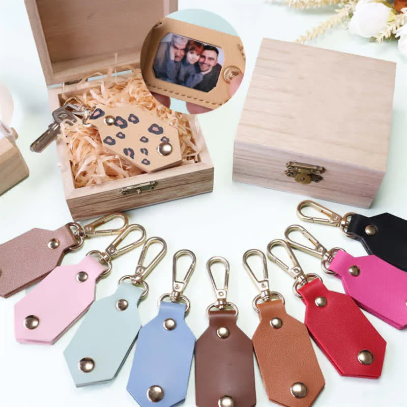 Custom Photo Birthday Anniversary Partner Leather Keychain - Image 2