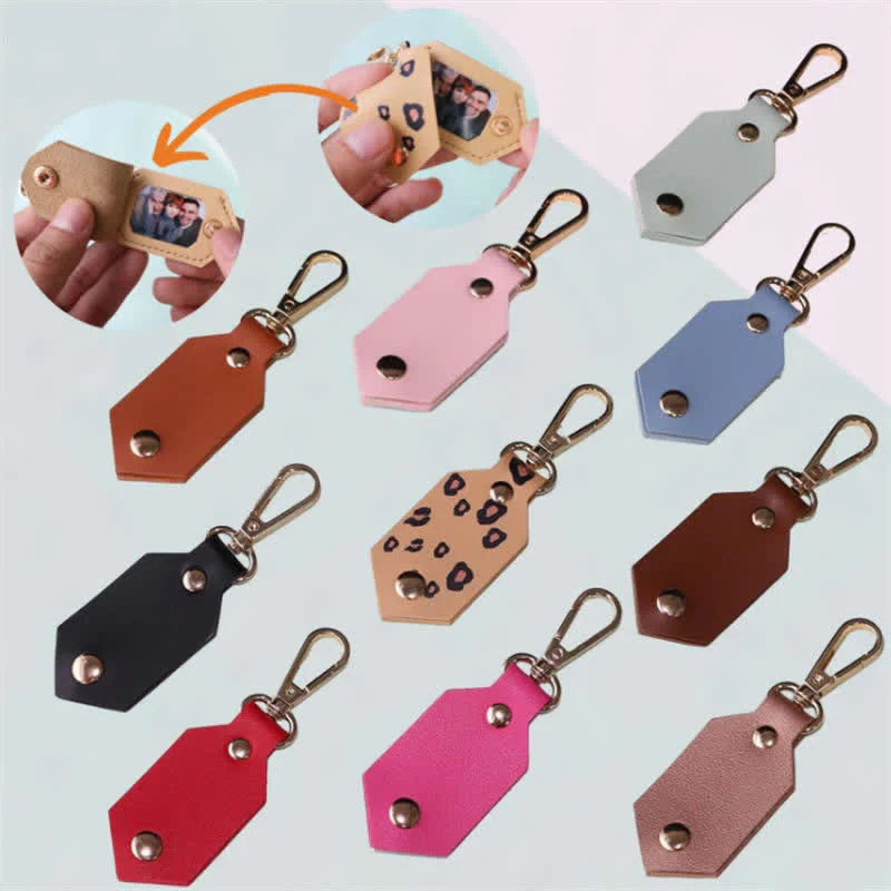 Custom Photo Birthday Anniversary Partner Leather Keychain - Image 3