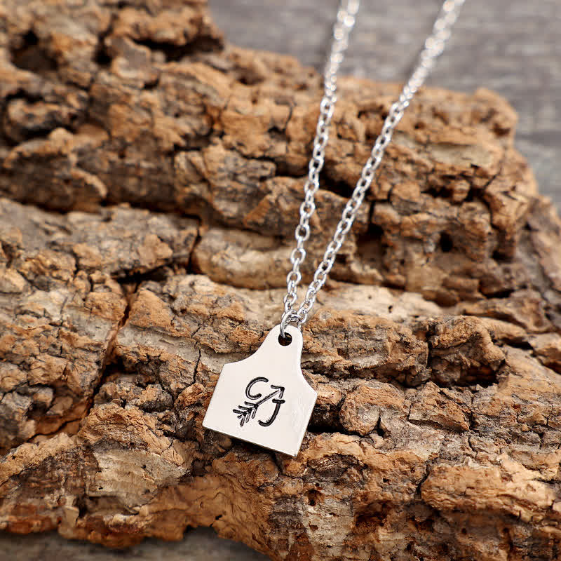 Custom Silver Mini Cattle Tag Initial Stainless Steel Necklace - Image 10