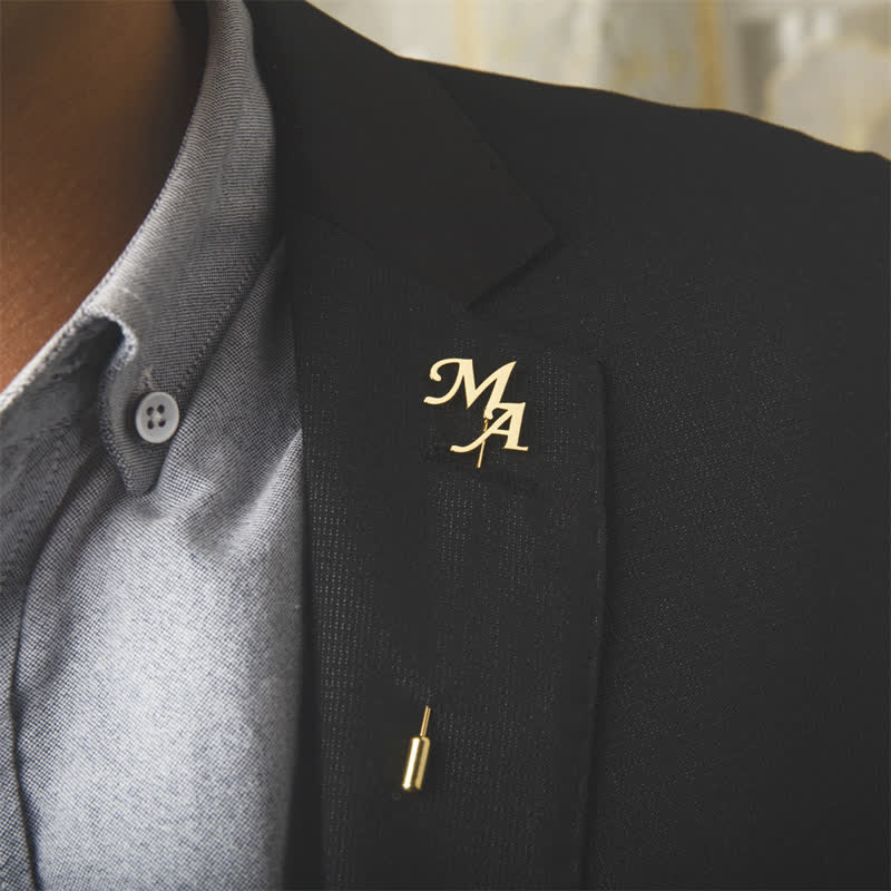 Custom Two Initial Letters Stainless Steel Brooch Lapel Pin - Image 4