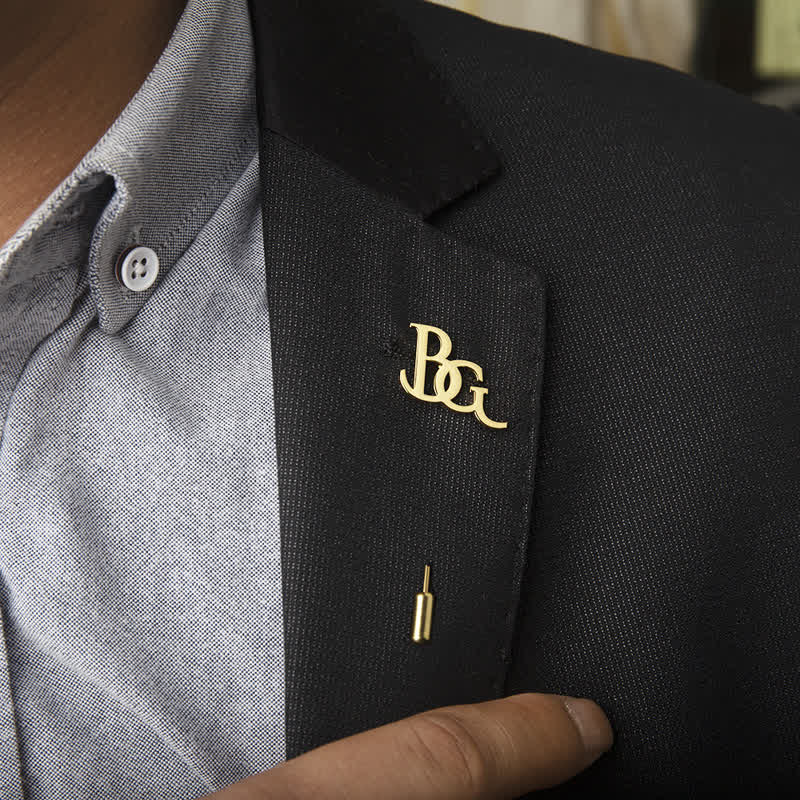 Custom Two Initial Letters Stainless Steel Brooch Lapel Pin - Image 5