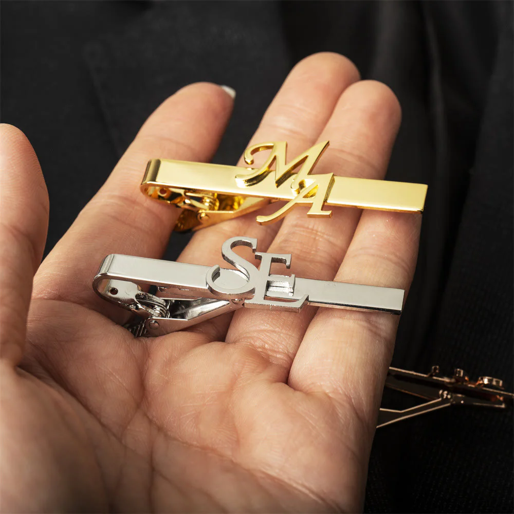 Custom Your Initial Letter Wedding Tie Bar For Neckties - Image 3