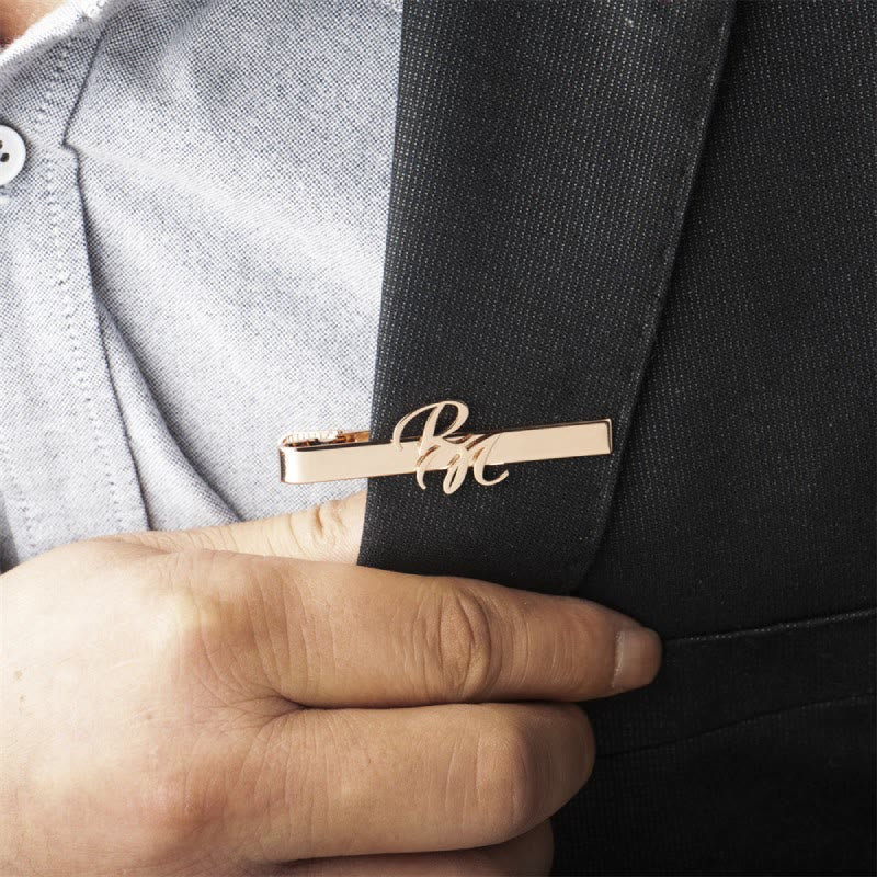 Custom Your Initial Letter Wedding Tie Bar For Neckties - Image 6