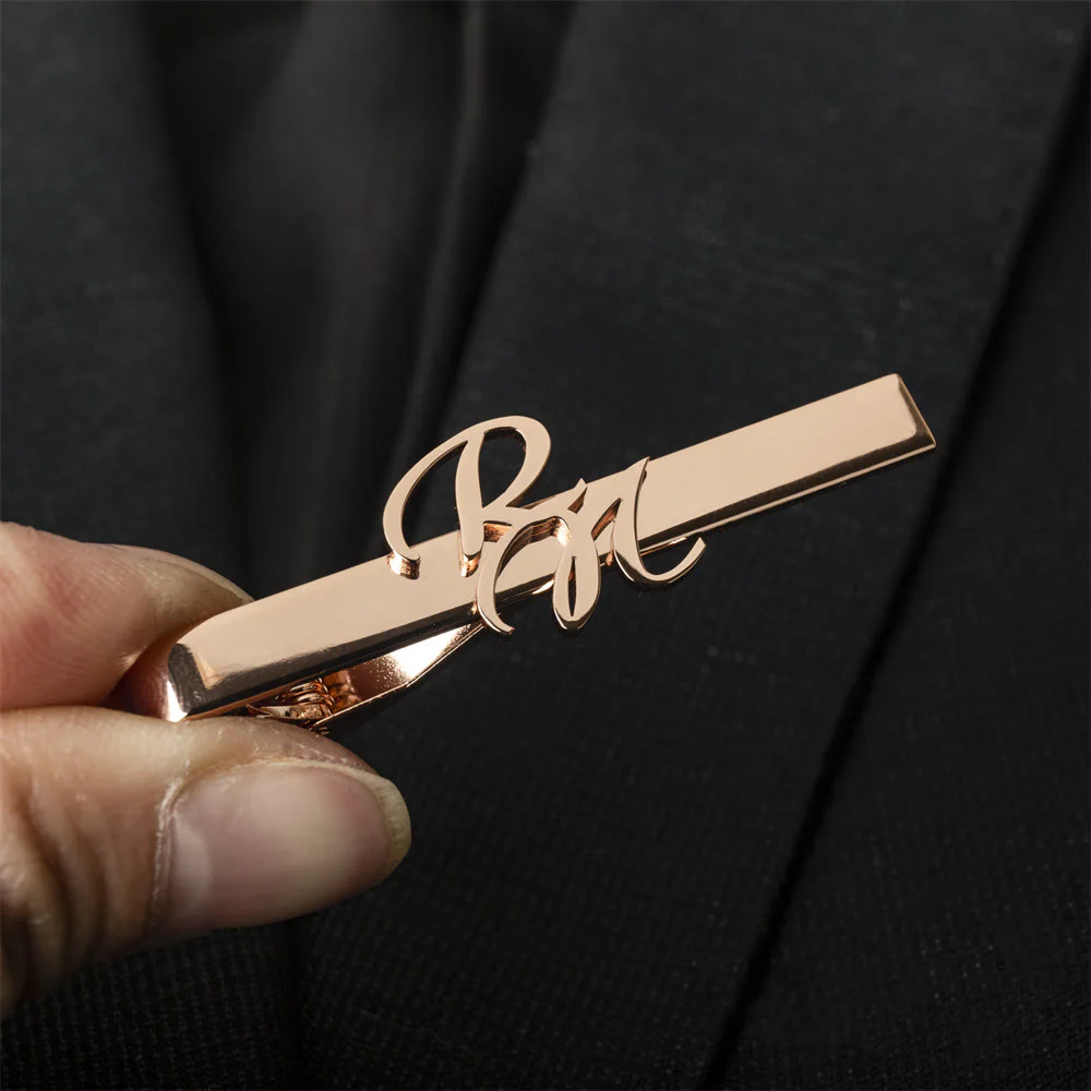 Custom Your Initial Letter Wedding Tie Bar For Neckties - Image 7