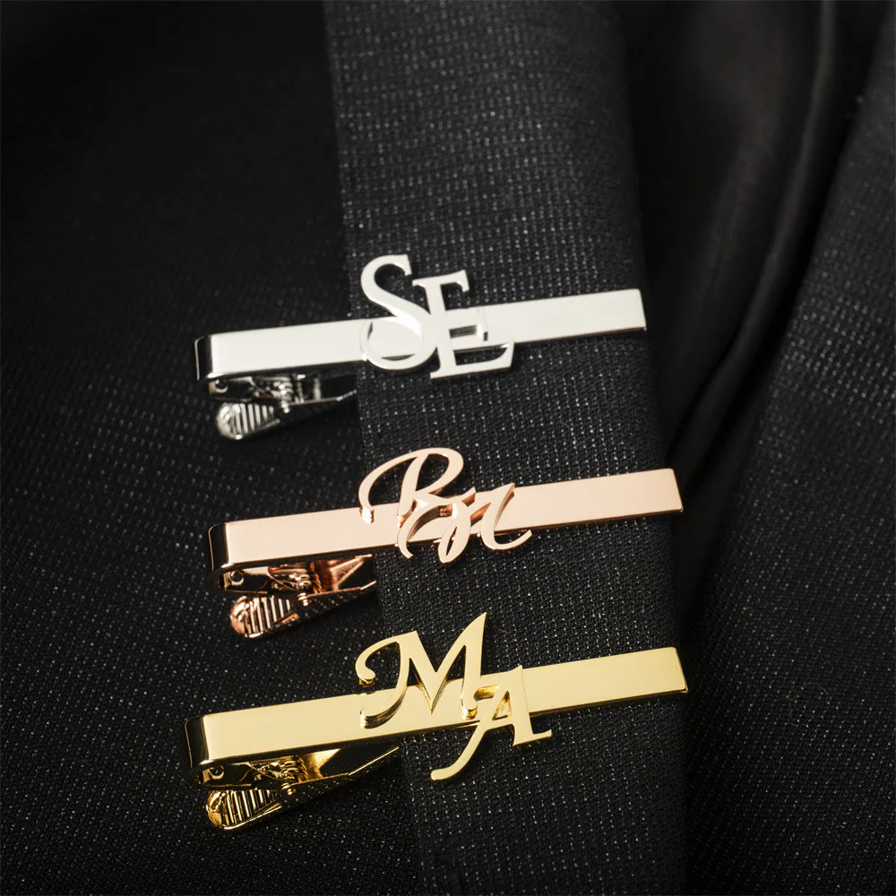 Custom Your Initial Letter Wedding Tie Bar For Neckties - Image 8