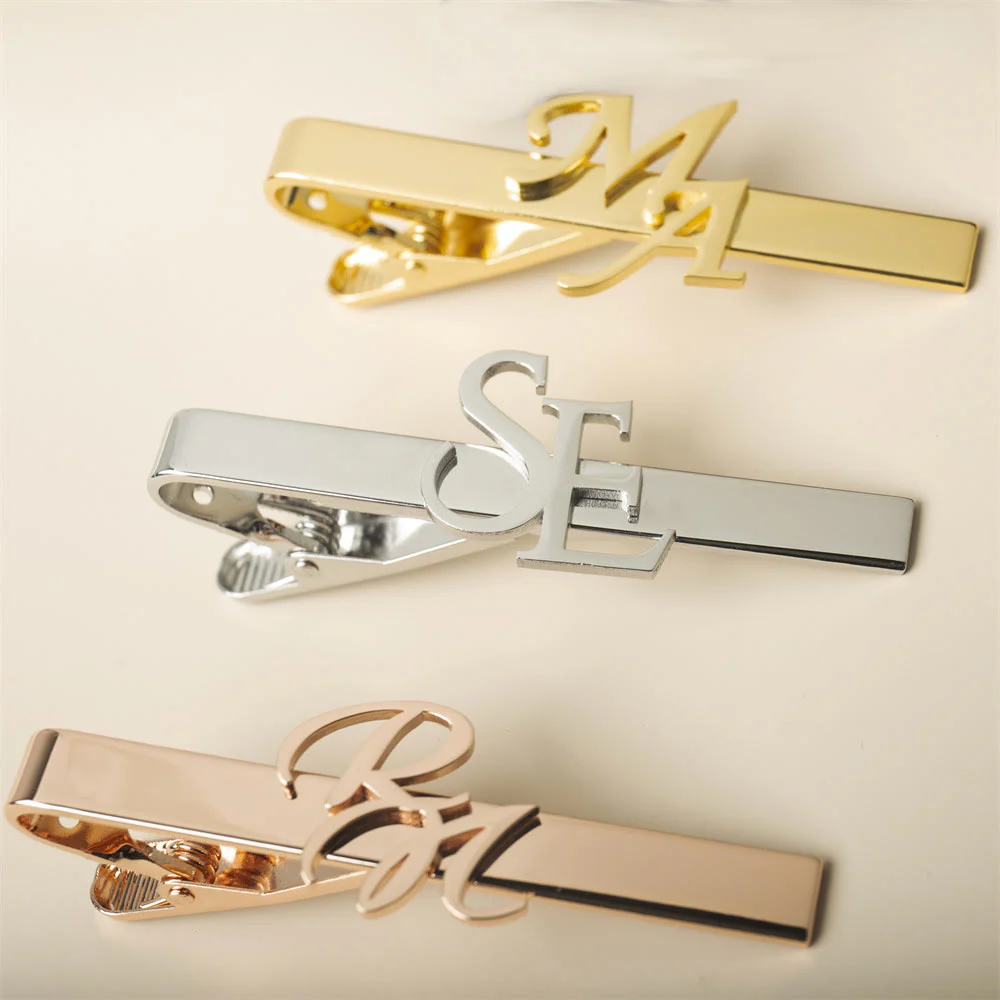 Custom Your Initial Letter Wedding Tie Bar For Neckties - Image 9