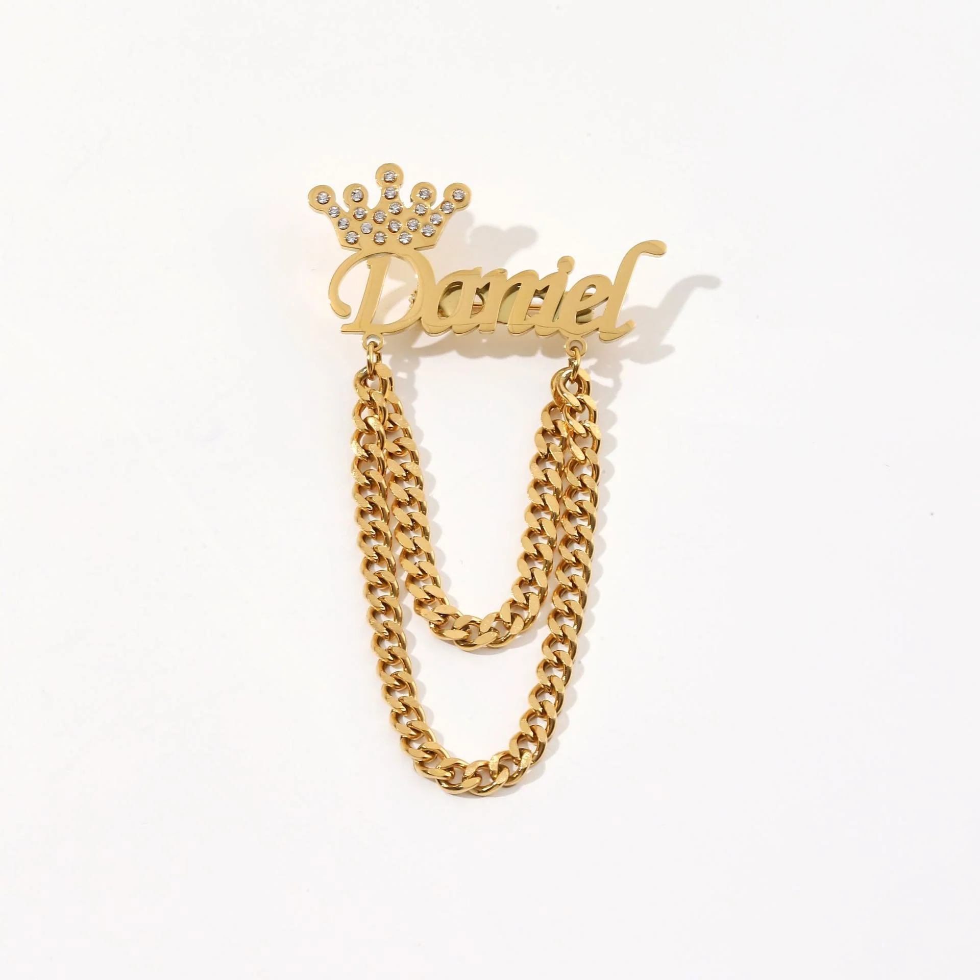 Custom Your Name Brooch With Crown Decor Suit Accessories - Image 6