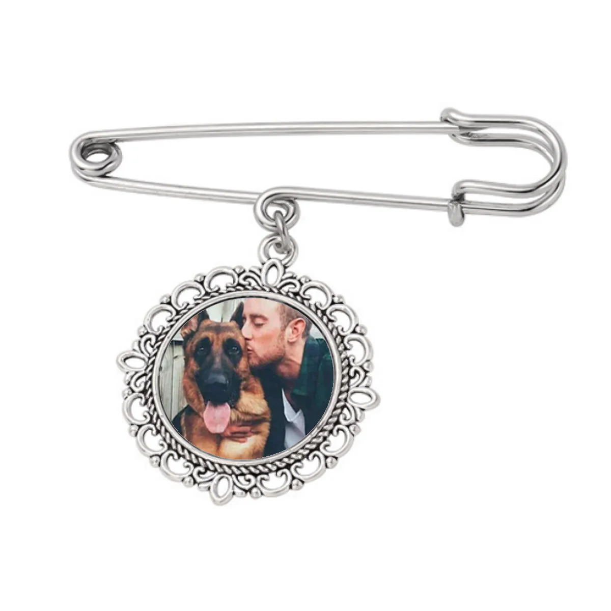 Custom Your Photos Brooch Round Stainless Pendant Brooch - Image 2