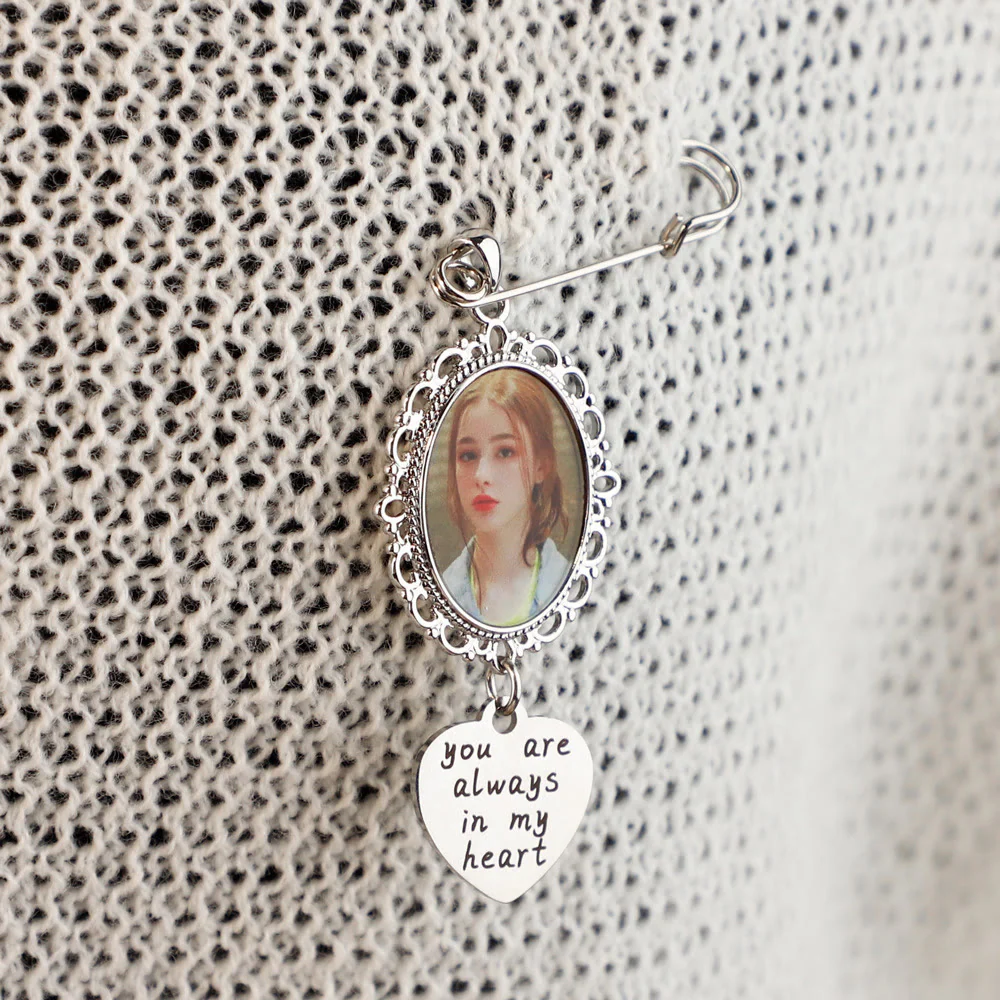 Custom Your Photos Brooch With Warm Taxt Wedding Gift - Image 4