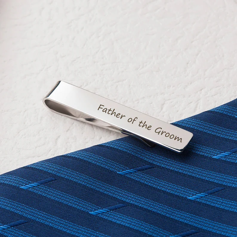 Custom Your Text Wedding Tie Bar For Neckties - Image 3