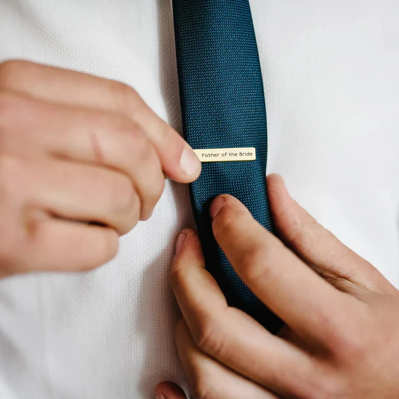Custom Your Text Wedding Tie Bar For Neckties - Image 5