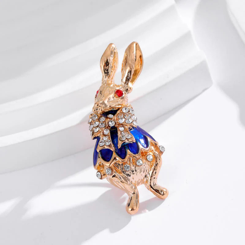Cute Glaze Rhinestone Rabbit Brooch Shirt Accessories - Image 10