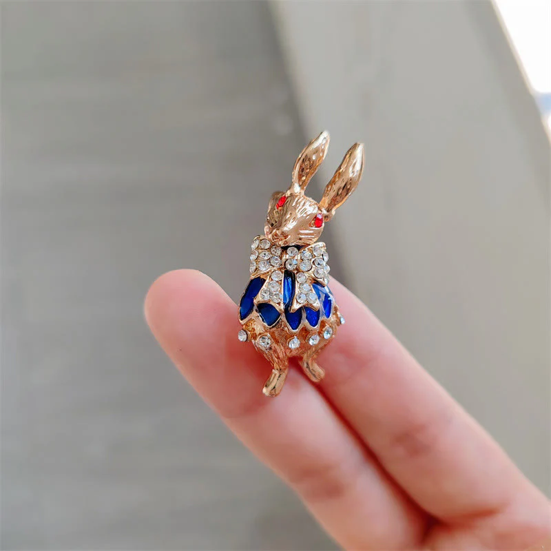 Cute Glaze Rhinestone Rabbit Brooch Shirt Accessories - Image 4