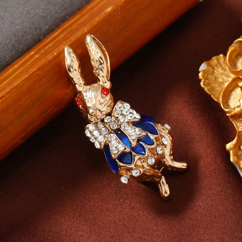 Cute Glaze Rhinestone Rabbit Brooch Shirt Accessories - Image 6