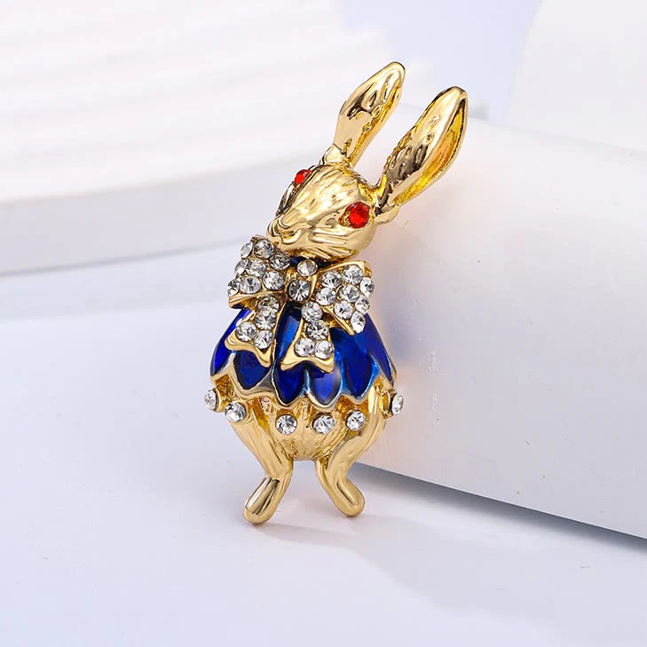 Cute Glaze Rhinestone Rabbit Brooch Shirt Accessories - Image 9