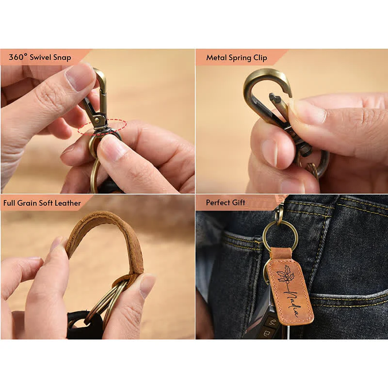 Cutsom Engraved Personalized Gift Leather Keychain - Image 7