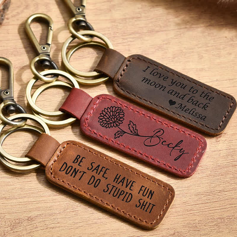 Cutsom Engraved Personalized Gift Leather Keychain - Image 8