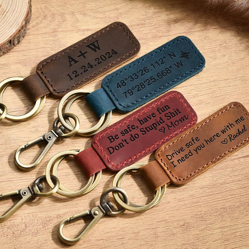 Cutsom Engraved Personalized Gift Leather Keychain - Image 9