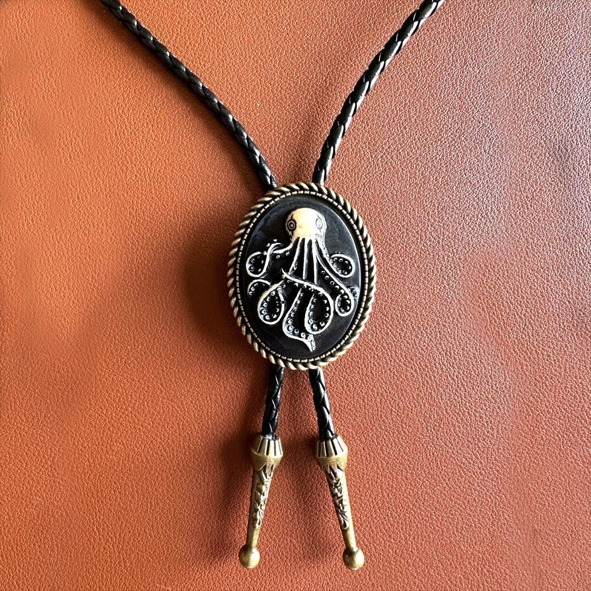 Dark Antique Octopus Pandant Bolo Tie