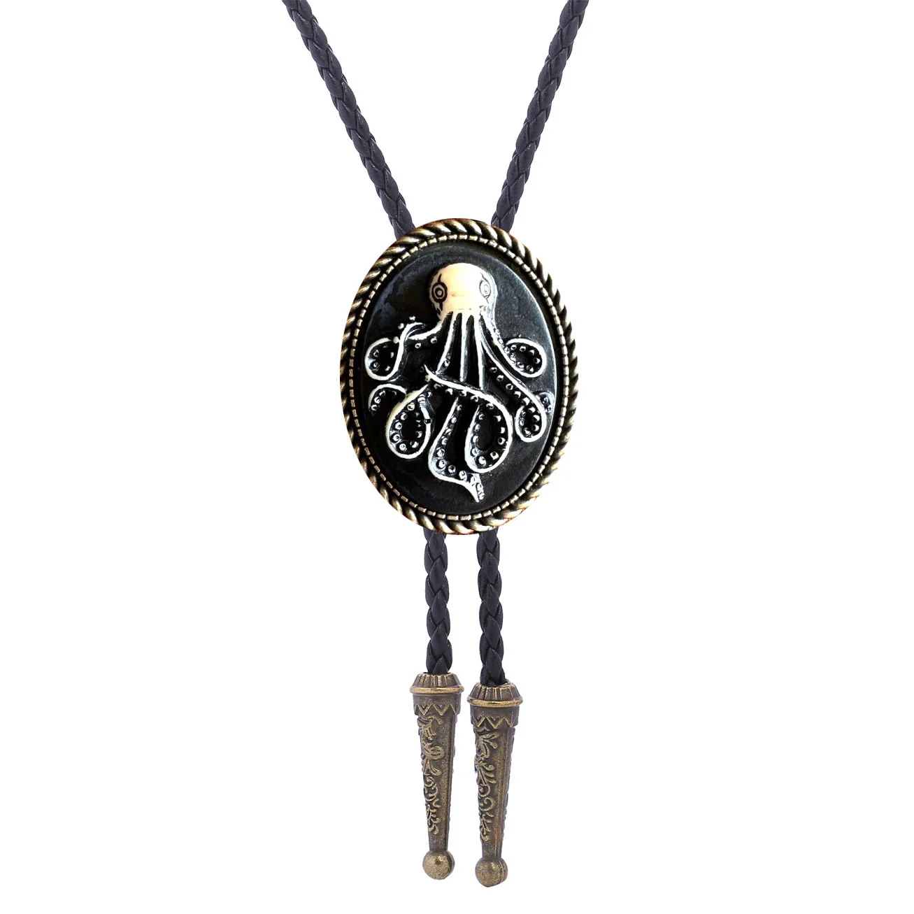 Dark Antique Octopus Pandant Bolo Tie - Image 4