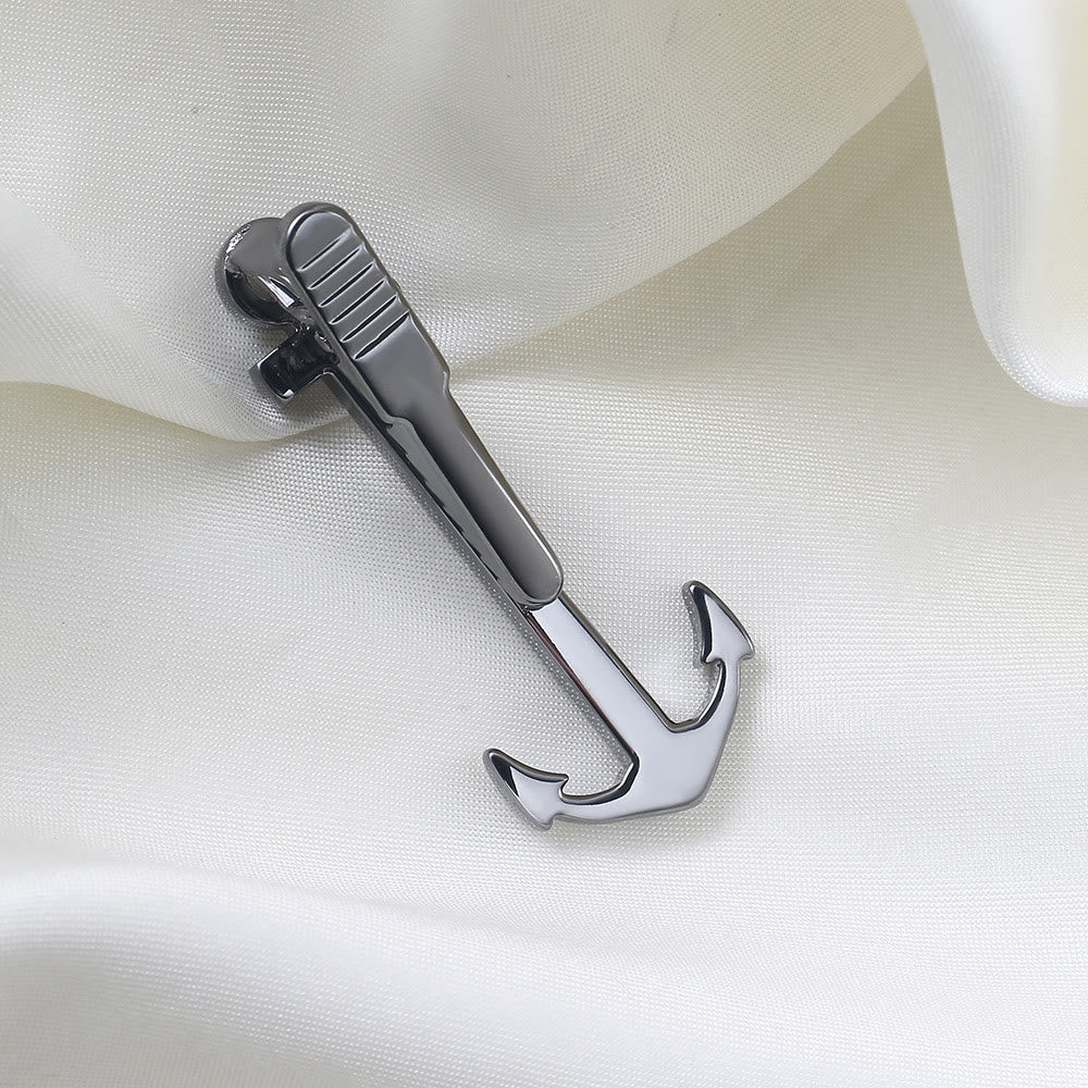 Dark Gray Anchor Tie Bar For Men's Wear - Image 4