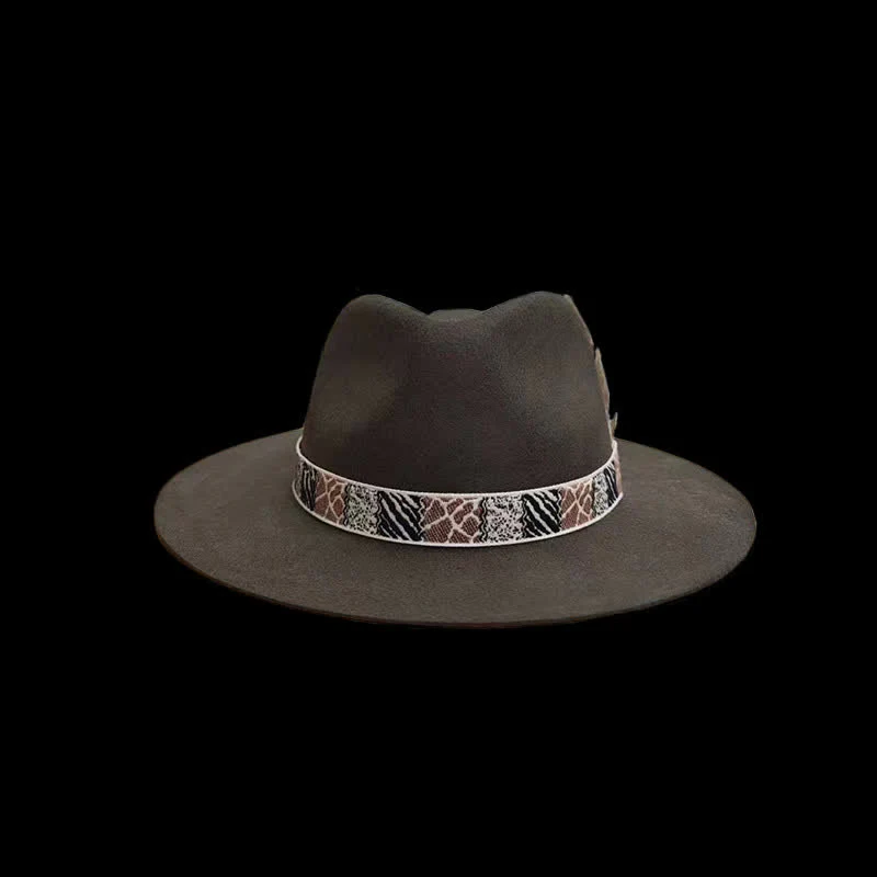 Dark Green Exotic Design Band with Feather Cowboy Hat - Image 2