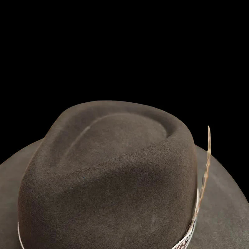 Dark Green Exotic Design Band with Feather Cowboy Hat - Image 7