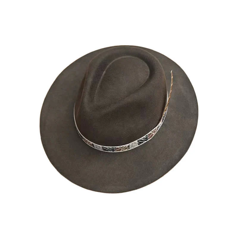 Dark Green Exotic Design Band with Feather Cowboy Hat - Image 8