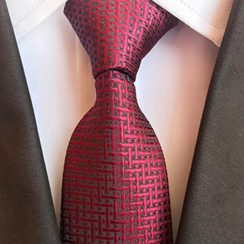 DarkRed Men's Extravagant Geometry Necktie - Image 2