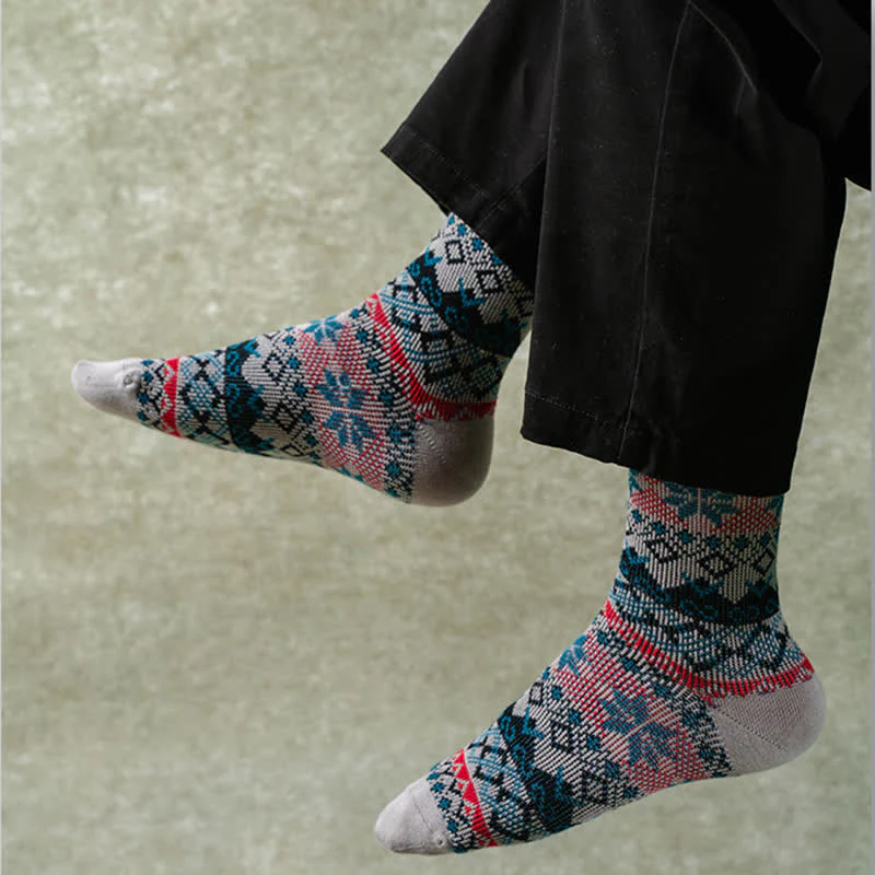 Dazzeling Retro Native Style Cotton Crew Socks - Image 4