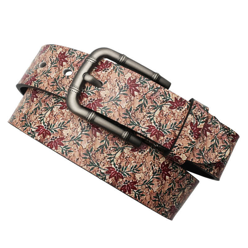 Decorated Red Maples Printed Leather Belt - Image 3